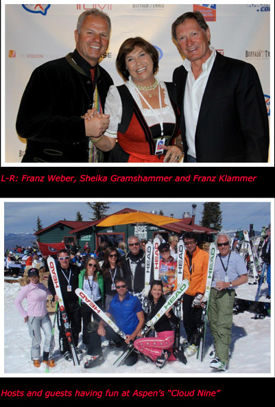 L-R: Franz Weber, Sheika Gramshammer and Franz Weber, Hosts and guests having fun at Aspen’s “Cloud Nine”